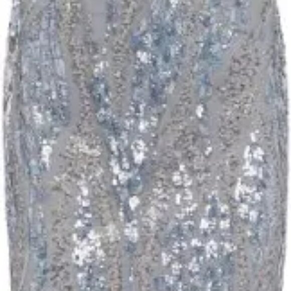 L'AGENCE Achilles Cowlneck Slip Midi-Dress SILVER BLUE SEQUIN Size 4 - Picture 6 of 12